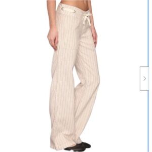 Prana Women's Beige Striped Wide Leg Pants Size 8
